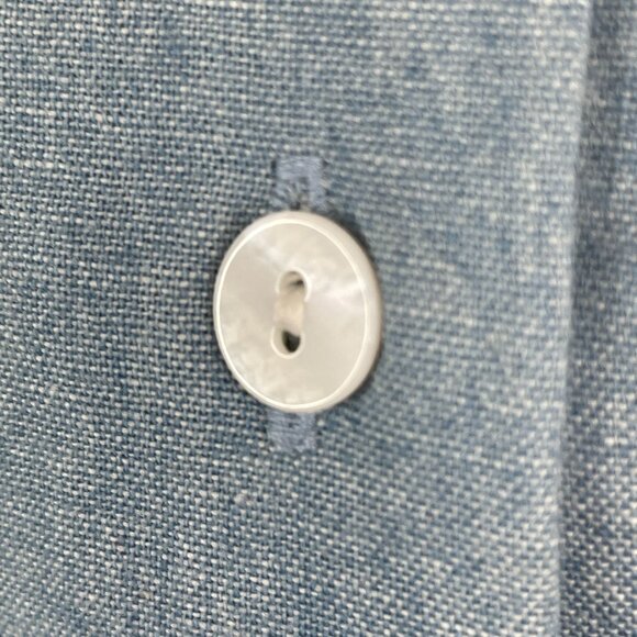 Vintage Floral Chambray Top NWT Womens 14 Button Up Camp Shirt Nature Cottage - Picture 5 of 13